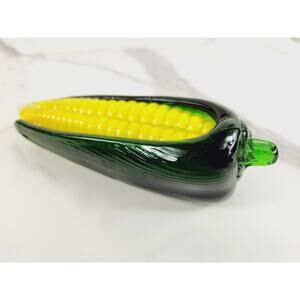 Art Glass Hand Blow Ear Sweet Corn Vegetable 8" Home Decor 90s Vintage